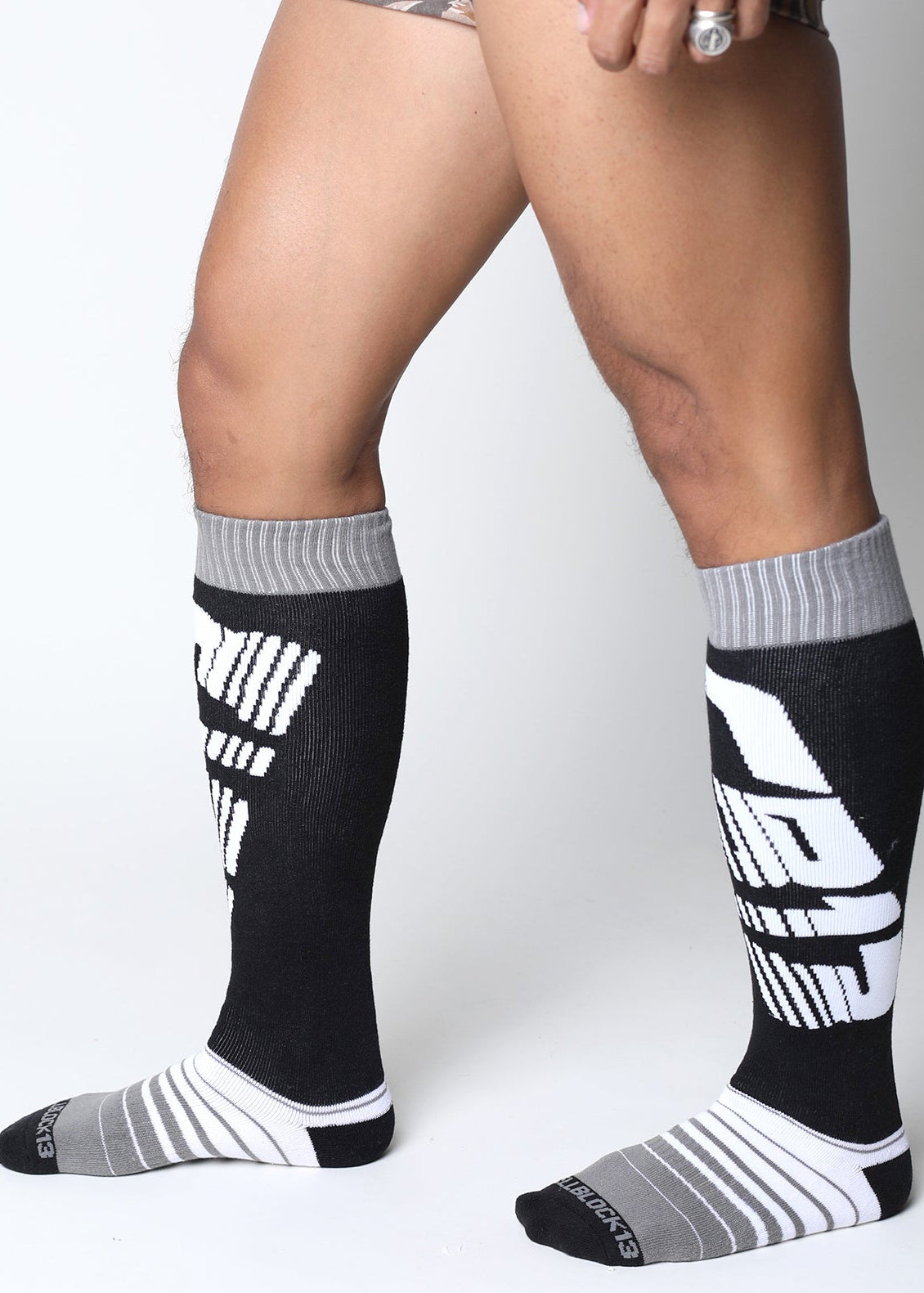 CELLBLOCK 13 Multipack Tight End 2 inch Snap Up Jock + Velocity 2.0 Knee High Sock Grey