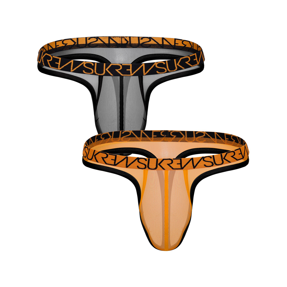 SUKREW Sheer Low-Rise Thong Multipack 1x Shadow Black + 1x Blaze