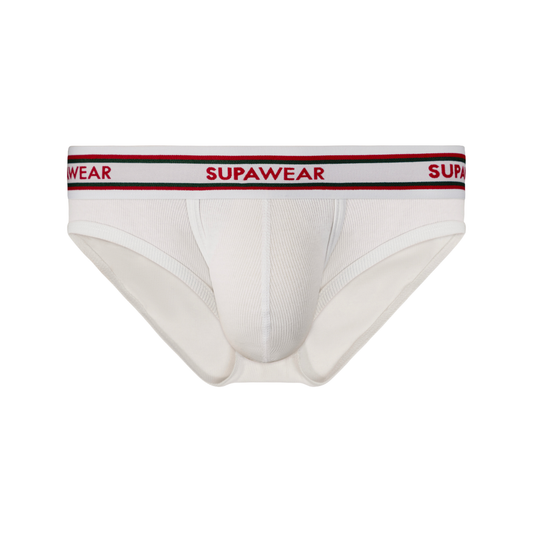 SUPAWEAR Ribbed Varsity Brief White